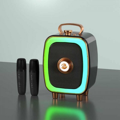 2025 New RGB Portable BT Speaker Karaoke System with Wireless Mic for Family KTV Party and Singing Entertainment