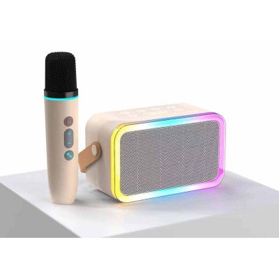 Bluetooth Stereo Speakers Portable TWS DJ Wireless Loud Machine with 2 Microphones Karaoke Set for Outdoor Party Use