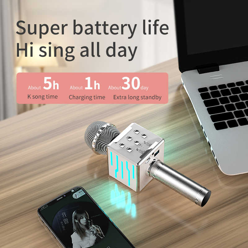 where to buy karaoke led microphone karaoke mic for bluetooth speaker and karaoke mic with echo China supplier