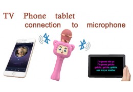 De manier om de karaokemicrofoon aan te sluiten via tv, mobiele telefoon, tablet